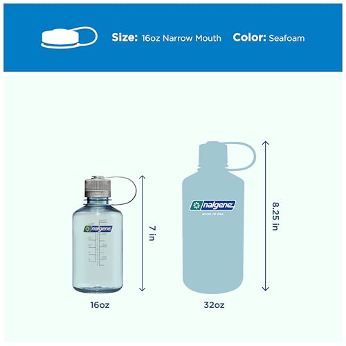 Image of Nalgene 16 oz Narrow Mouth Water Bottle, Seafoam
