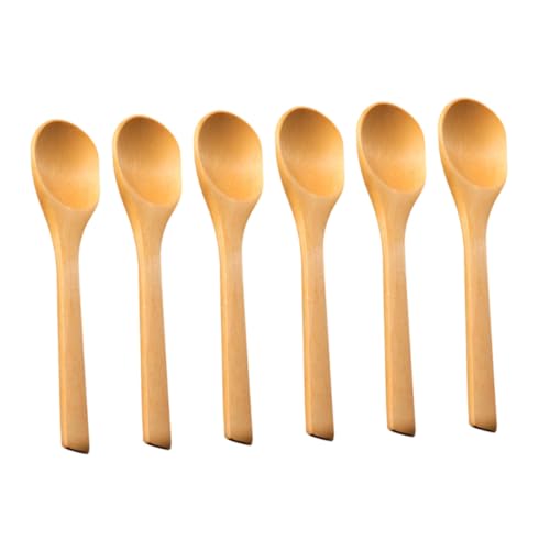 MOLUCKFU Set of 6 Wooden Tea Spoons Hot Coffee Stirrers Condiment Scoops Natural Seasoning Utensils Kitchen Bar Tools