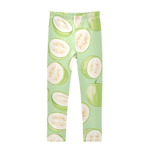 Green Guava Pattern Girls Leggings Soft Stretch Workout Yoga Dance Pants for Kids Casual Tights