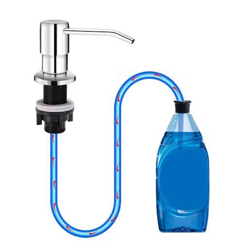 Image of Soap Dispenser for Kitchen Sink, in Sink Soap Dispenser Pump, 47 inch Silicone Extension Tube Connect to The Soap Bottle Directly, Say Goodbye to Frequent Refills (Chrome)