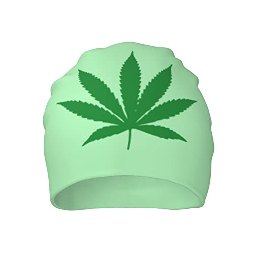 Beanie Hat Pot Leaf Weeds Thin Bonnet Cap Skull Cap Soft Knit Hats Adult Unisex Black