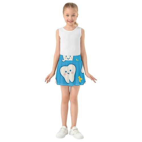 Joisal Cute Dentist Tooth Stars Blue Girls Skorts Athletic Shorts Tennis Skirts for Kids Running School Skirt 3t3