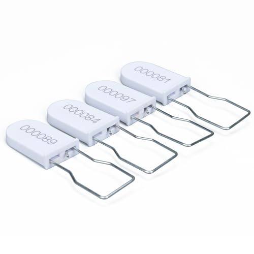 Image of Plastic Padlock Security Seals with Metal Wire Numbered Anti Tamper Tag (500, White)