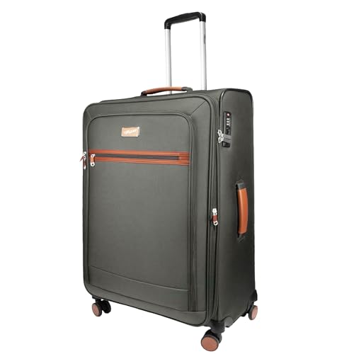 Image of F Gear Softair Medium Soft Luggage | Lightweight Expandable Carry-On Trolley Bag with 360 Spinner Wheels, Silent 8-Wheel System, Built-in TSA Lock, Anti-Theft Zipper & Luggage Tag (Grey)