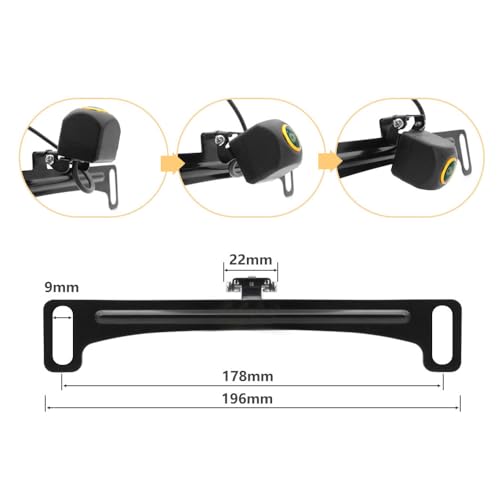 Image of Universal Bracket for HD Rear View Backup Camera with Metal Mount, Back Up Camera License Plate Frame Compatible with AHD 1080p, Black