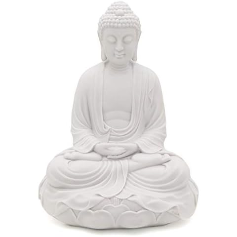 Buddha Groove Premium Quality Serene Meditating Buddha Statue in a Minimalist Design, Multiple Colors (White) Cover