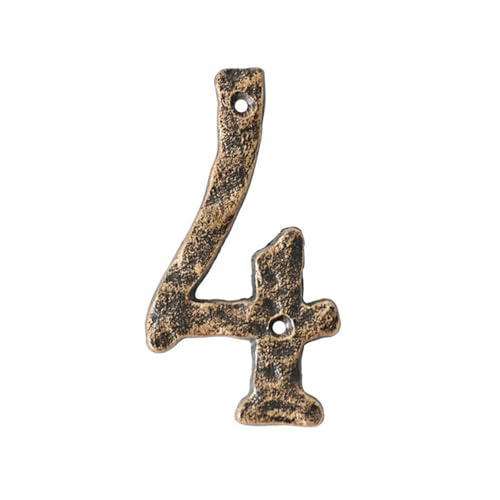 Números casa 5,5 pulgadas con tornillos - Número puerta moderno metal, números dirección hierro fundido bronce, cartel dirección, para exterior, buzón, apartamento, jardín, habitación(4)