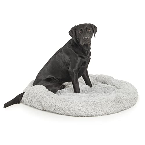 Wallace & Jones | Plüschbett Sarnia - L | Hundebett, Liegekissen | ca. 100 x 100 x 25 cm | Hellgrau
