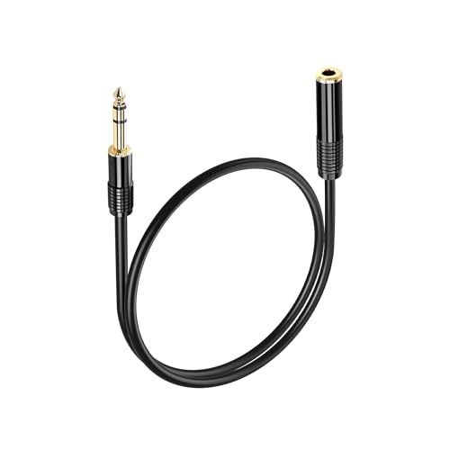PNGKNYOCN 1/4 Inch Stereo Audio Cable,0.5M Gold Plated 6.35mm 1/4" TRS Male to Female Headphone Guitar Extension Cable (0.5M)
