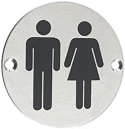 ZSS03SS Unisex Toilet Sign Sex Symbol 76mm Dia Satin Stainless Steel from The Door Handle Store