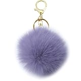 Unpafcxddyig Pom Pom Keychain Artificial Fur Puff Ball Keychains Fluffy Tote Pendant Car Bag Charm,purple