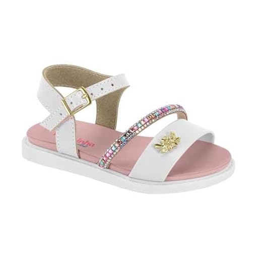 Sandália Infantil Menina Molekinha Flatform Tira Brilhante Branco 24
