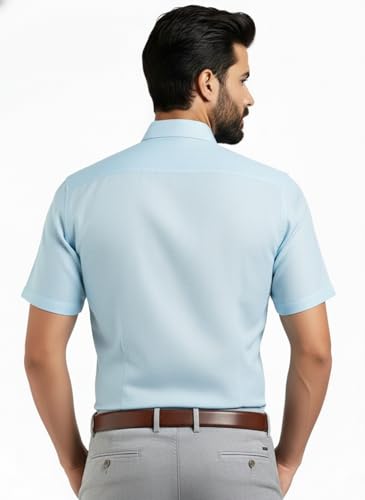 Image of Amazon Brand - INKAST Men's Cotton Solid Plain Half Sleeve Shirt | Plain Regular Fit Casual Shirt for Mens