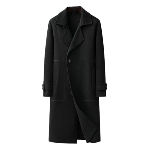 Trench long en laine pour homme manteau d'hiver haut de gamme à double boutonnage
