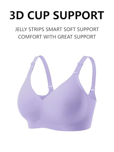 COCOMARTS Jelly Bras for Women No Underwire Push Up Seamless Supportive Plunge Bra Full Coverage Comfortable Bralettes Purple Large — view 6
