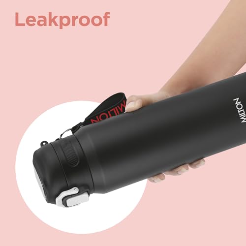 Image of Milton Swing 900 Thermosteel Water Bottle 770 ml with One Touch Safety Lock, Long Hours Hot and Cold, Leak Proof Lid, ISI Certified I Vacuum Insulated I for Office, Gym, School I Black