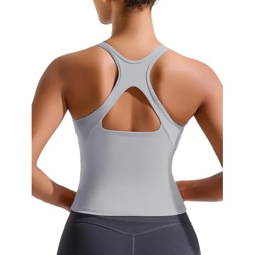 RUNNING GIRL Sports Bras for Women High Impact, Molded Cup Compression Running Tops with Removable Pads, Best for A-D Cup Grey X-Large
