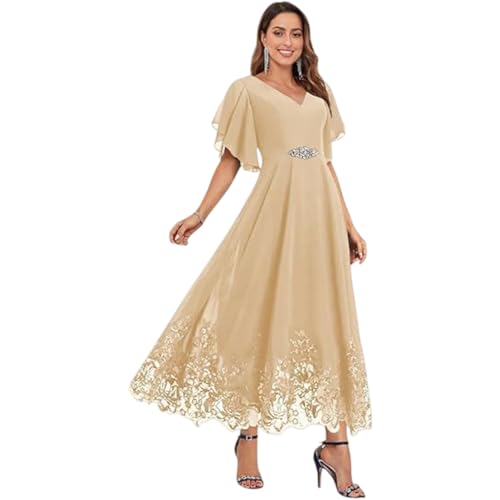 Vestido de madre de la novia para boda, formal, cuello en V, encaje de gasa, vestido de madre del novio, Encaje 1, 5XL