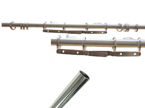 Bastone tubo tirocorda in nichel Tenda Ø 20 mm con comandi e anelli 200-300 cm (200 cm. A CORDA - APERTURA A SINISTRA, Nichel cromato)