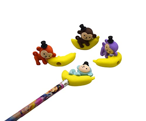 Image of Asera 3D Monkey Banana Erasers Pencil Top for Kids Gift Options Birthday Return Gifts (48 Pcs)