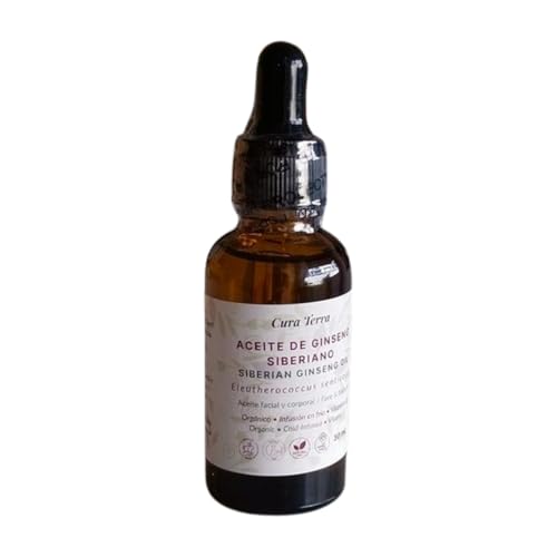 Aceite de Ginseng Siberiano 30 mL | Aceite Facial y Corporal Natural con Vitamina E | Infusión en Aceite de Sésamo | Nutre, Suaviza y Aporta Luminosidad