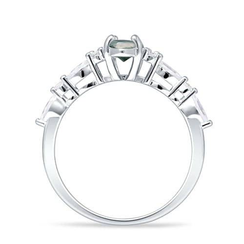 OMRANII Art Deco Marquise Natural Green Moss Agate Vintage Style Wedding Engagement Ring Solid 925 Sterling Silver Gift For Women3