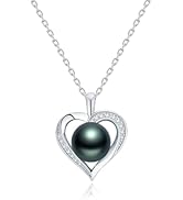 Gifts for Women,Genuine Tahitian Black Pearl Necklace 925 Sterling Silver Pendant,Jewelry Gifts f...