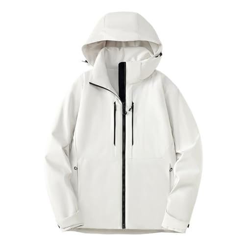 SNGUOQ Chaquetas impermeables de invierno, cortavientos térmico, for hombre y mujer, for senderismo acampada Para Practicar Senderismo(White,S)