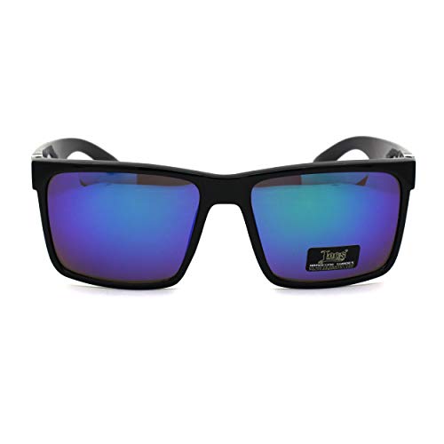 Image of Locs Colored Reflective Black Rectangular Gangster Hardcore Sunglasses