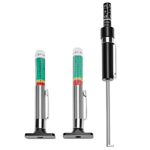 QWORK Car Brake Pad Thickness Gauge Measure Tool 1.5mm-11mm and Tire Tread Depth Gauge with 0-1 Inch Calibration Range