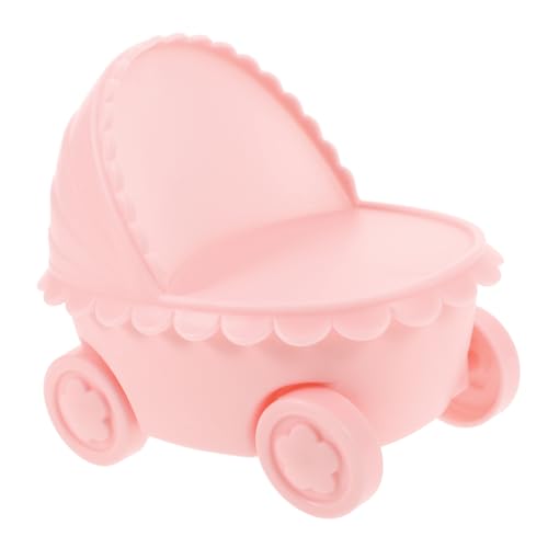 Lámpara de mesa de noche con forma de cochecito rosa miniatura 1