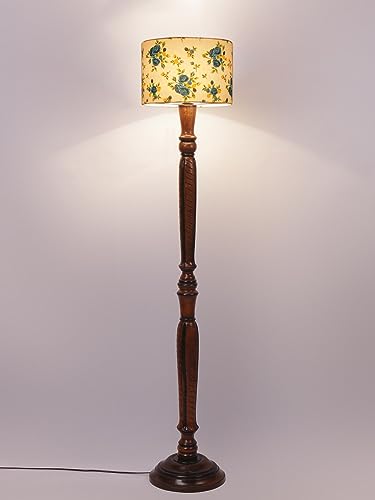 Image of Devansh Multicolor Cotton Wooden Floor Lamp -13