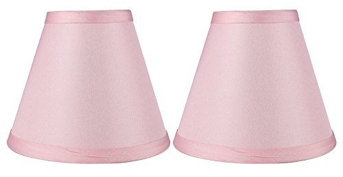 Urbanest Set of 2 Satin Chandelier Lamp Shade, 3-inch by 6-inch by 5-inch, Pink, Clip-on, Hardback