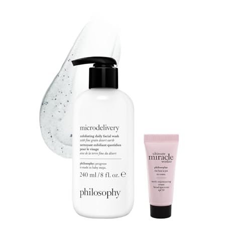 philosophy microdelivery exfoliating daily facial wash 8 fl oz with ultimate miracle worker multi-rejuvenating spf 30 moisturizer cream sample 0.24 fl oz