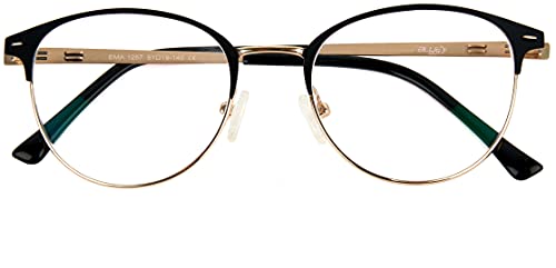 Blue Light Blocking Round Anti-Fatigue Non-Prescription Computer Glasses - Prevent Headaches for Gamers