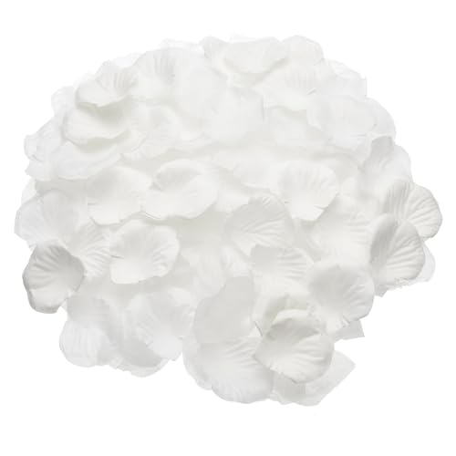 QUARKZMAN 1000 Pcs Petale de Rose Artificielle en Soie pour Mariage de Fleurs Artificielles en Vrac pour Confettis de Noces (Blanc)