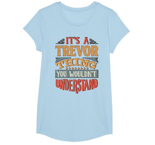 Trevor Name T-Shirt, Girls, Baby Blue, X-Small