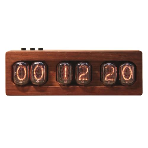 Reloj digital de madera Nixie con función de memoria para decoración de escritorio 2