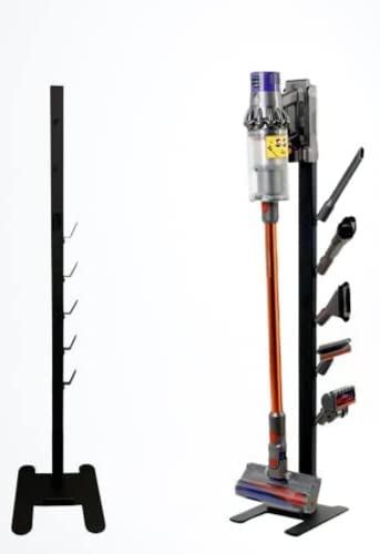 storage-stand-docking-station-holder compatible with dyson v15 detect v11 v10 v8 v7 v6 cordless vacuum cleaners, stable metal organizer rack(black, 6 hooks)