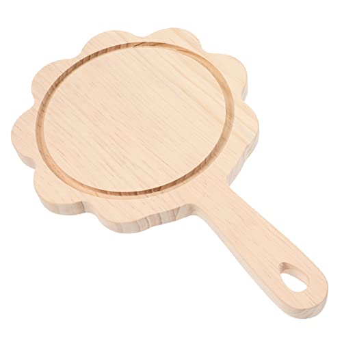 KICHOUSE Wooden Pizza Peel Round Cheese Board Pizza Serving Tray Paddle Food Serving Tray Handmade