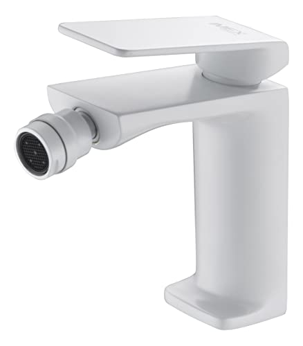 Mice - Grifo monomando de bidé para Agua Fría y Caliente, Griferia Baño Clásico, Mezclador Monomando para bidet grifo higienico color Blanco Mate BDF016-2BL