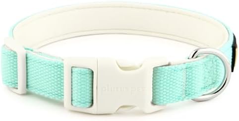 Plutus Pet Cotton Dog Collar, Heavy Duty Collar with Soft Padding, Adjustable and Comfortable for Small Medium and Large Dogs, Light Cyan, L