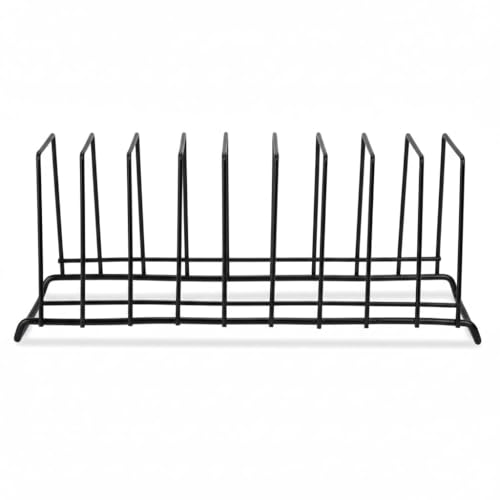 Image of Namani Heavy 9-Section Stainless Steel Plate Stand | Dish Organizer Rack for Kitchen Cabinet & Countertop | Rust Proof Plate Holder for Dishes, Thali & Lids (Black)