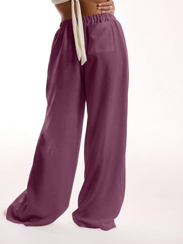 Image of RoseSeek Women's Beach Cover Ups Wide Leg Loose Linen Pants Swimsuit Coverup Summer Vacation Outfits 2026