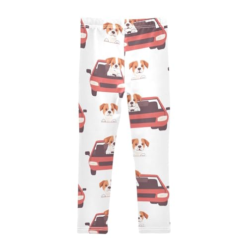 Dog in Car Girls Leggings,Workout Leggings for Girls Toddler Athletic Legging Size for 3-10T2