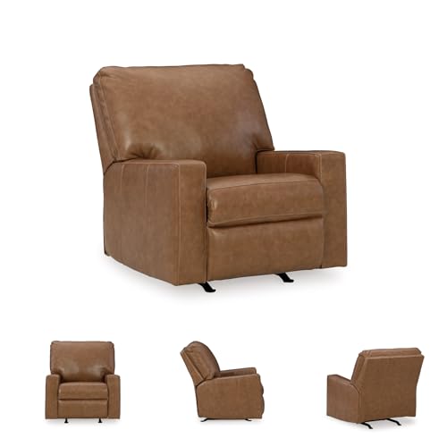 Image of Signature Design by Ashley Bolsena Leather Rocker Recliner Chair, Caramel