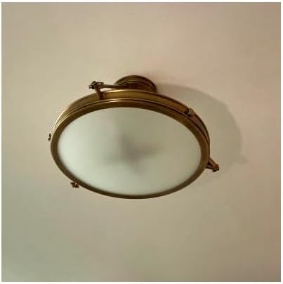 Hinkley Collier 3381HB Medium Four-Light Semi-Flush Mount, Decorative Cast Knobs, Hinges, and Stems, Mid-Century Style, Heritage Brass