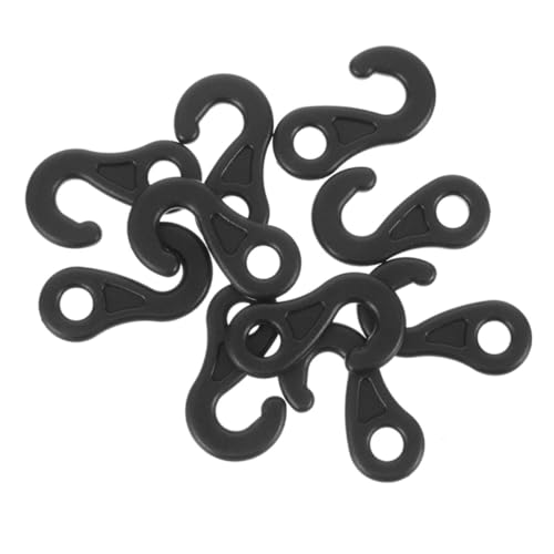 SEWACC 100pcs Windproof Tent Cord Hooks Plastic Bungee Hooks with Compact Pom Plastic Material and Question Mark Shape for Outdoor Travel and Camping