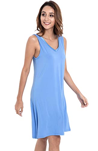 Image of GYS Cooling Bamboo Viscose Nightgowns for Women, Lightweight Sleeveless V Neck Sleep Shirt for Hot Sleepers, Soft Night dress