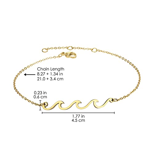 Image of Lauren-Spencer Wave Anklet for Women Gold Silver Plated Beach Ankle Bracelets Ocean Wave Boho Anklets Adjustable Summer Foot Jewelry for Women Birthday Gifts
